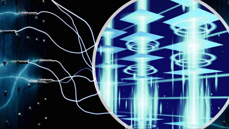 Quantum circuit diagram showing energy teleportation across entangled qubits