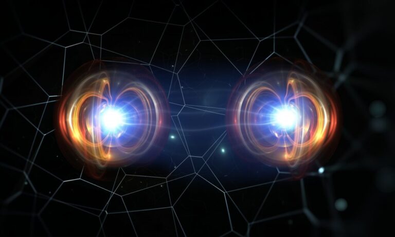 Quantum circuit diagram showing energy teleportation across entangled qubits