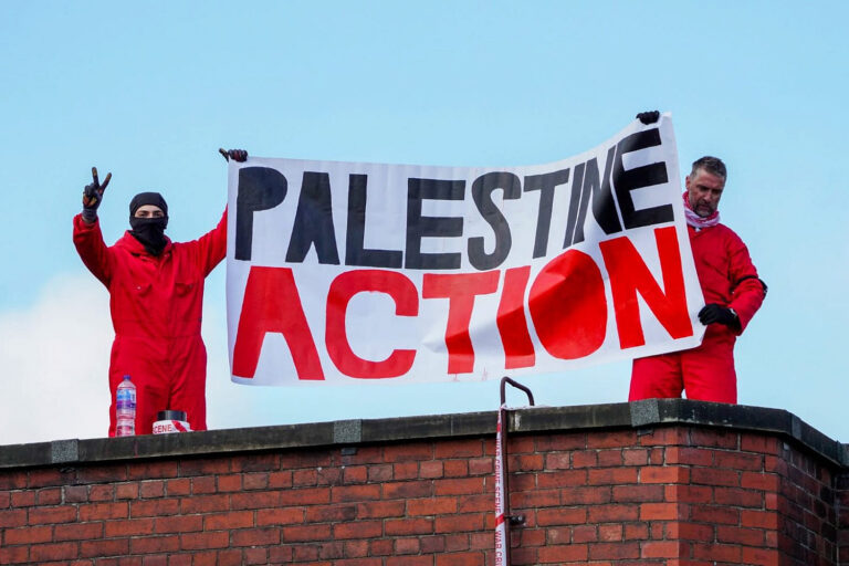 Palestine Action protestors outside Elbit Systems UK factory – direct action for Palestinian rights